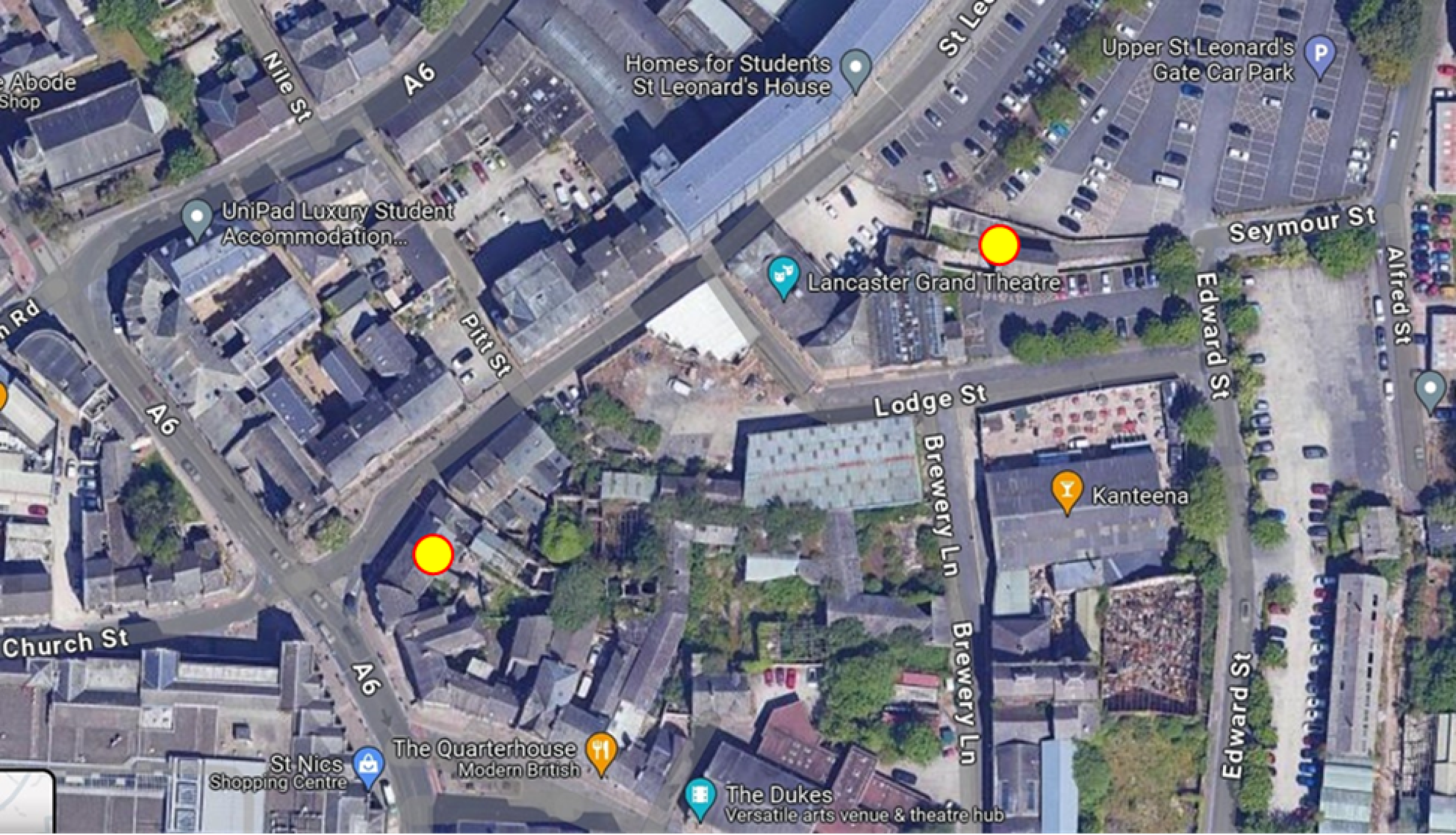 A map showing the Mill Race area of Lancaster