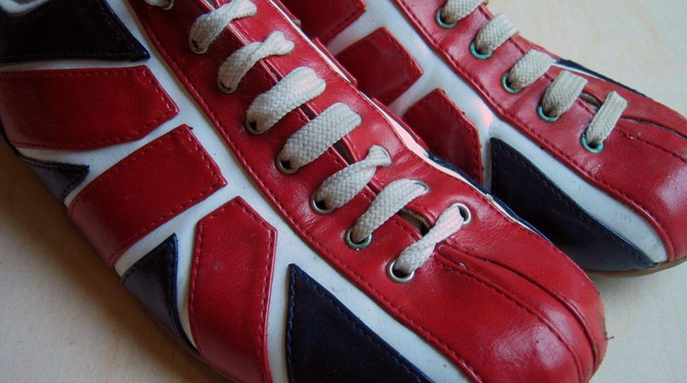 A pair of Union Jack themed shoes